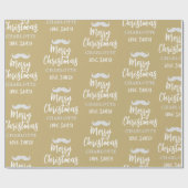 Santa Claus Mustache Personalisiert Gold Weihnacht Geschenkpapier (Flach)