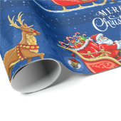 Santa Claus Name Reindeer & Sleigh Geschenkpapier (Rolleneckpunkt)