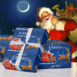 Santa Claus Name Reindeer & Sleigh Geschenkpapier<br><div class="desc">Santa Claus Fügen Sie den Namen Reindeer & Sleigh Wrapping Paper hinzu</div>