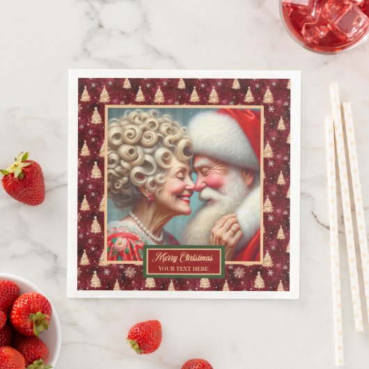 Santa Claus Napkins Red Gold Green Weihnachtsthema Serviette (Beispiel)