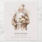 Santa Claus Natural Warm Chic Holiday Weinkeller Weinetikett (Einzelnes Label)