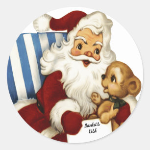 Santa Claus Naughty Nice List Teddy Bear Runder Aufkleber