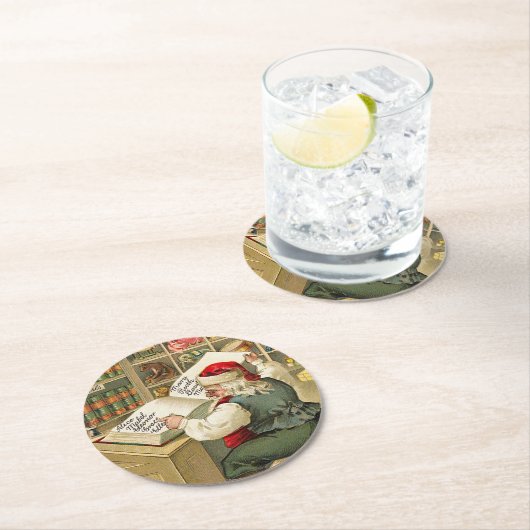 Santa Claus Naughty Nice List Weihnachten Runder Pappuntersetzer (Vor Ort)