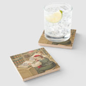 Santa Claus Naughty Nice List Weihnachten Steinuntersetzer (Seitenansicht)