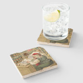 Santa Claus Naughty Nice List Weihnachten Steinuntersetzer (Seitenansicht)