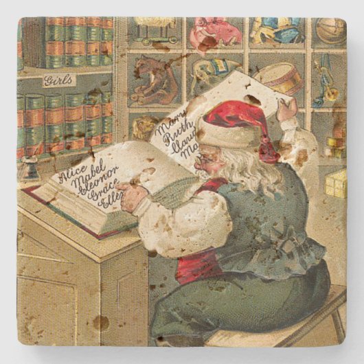 Santa Claus Naughty Nice List Weihnachten Steinuntersetzer (Vorderseite)