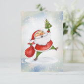 Santa Claus Niedliche Weihnachtswasserfarbe Dankeskarte (Stehend Vorderseite)