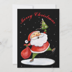 Santa Claus Niedliche Weihnachtswasserfarbe Feiertagskarte