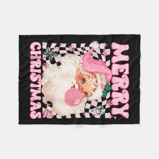 Santa Claus Nk Sungles Blowing Bubble Gum Christma Fleecedecke (Vorderseite (Horizontal))