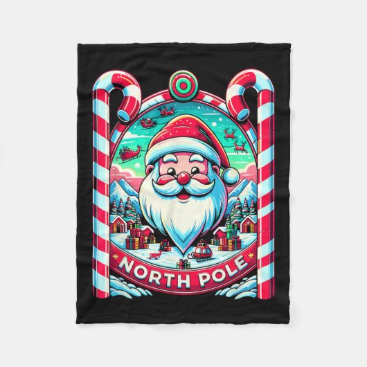 Santa Claus North Pole Frohe Weihnachtsfest Xma Fleecedecke (Vorderseite)