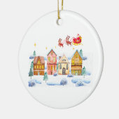 Santa Claus North Pole Weihnachtsdorf Keramik Ornament (Links)