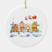 Santa Claus North Pole Weihnachtsdorf Keramik Ornament (Hinten)