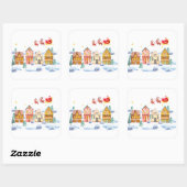 Santa Claus North Pole Weihnachtsdorf Quadratischer Aufkleber (Blatt)