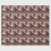 Santa Claus Norwegian Lundehund Christmas Art Geschenkpapier (Flach)