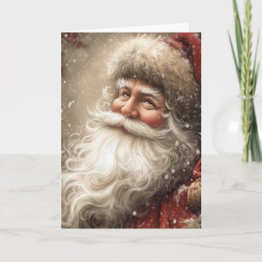 Santa Claus Nostalgic Christmas Folded Karte (Vorderseite)
