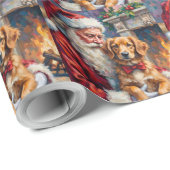 Santa Claus Nova Scotia Duck Tolling Retriever  Geschenkpapier (Rolleneckpunkt)