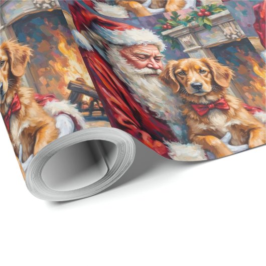 Santa Claus Nova Scotia Duck Tolling Retriever  Geschenkpapier (Rolleneckpunkt)