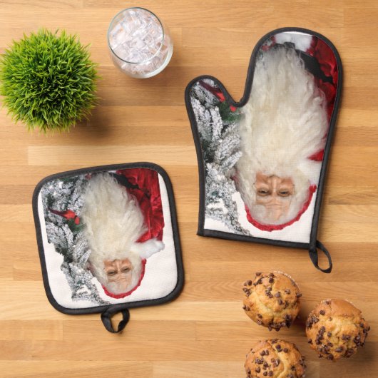 Santa Claus Ofenhandschuh & Topflappen-Set (Oben Unten)