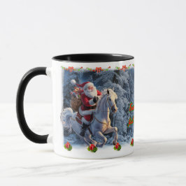 Santa Claus on a Horse on a Ceramic Coffee  Tasse