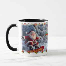 Santa Claus on a Snowboard on a Ceramic Coffee  Tasse