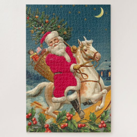 Santa Claus on a wooden horse Puzzle (Vertikal)