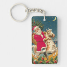 Santa Claus on a wooden horse