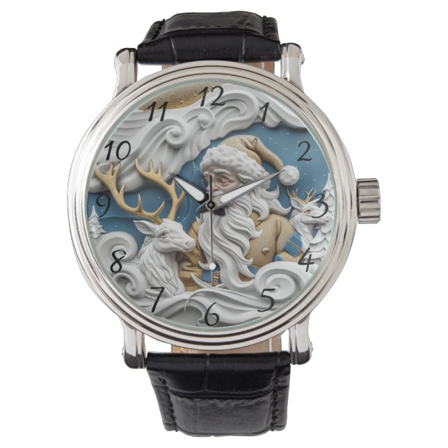 Santa Claus on Christmas Eve Armbanduhr (Vorderseite)