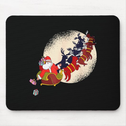 Santa Claus On Christmas Sleigh Pulled By Reindeer Mousepad (Vorne)