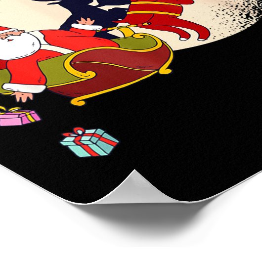Santa Claus On Christmas Sleigh Pulled By Reindeer Poster (Ecke)