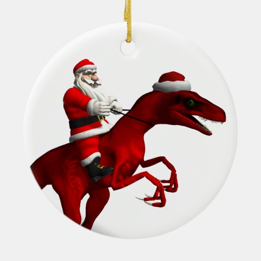 Santa Claus on Dino Keramik Ornament (Hinten)