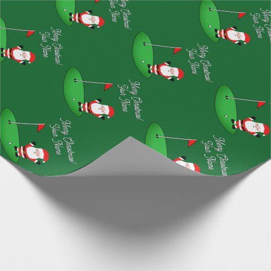 Santa Claus on golf course funny Christmas Geschenkpapier (Ecke)
