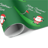 Santa Claus on golf course funny Christmas Geschenkpapier (Rolleneckpunkt)