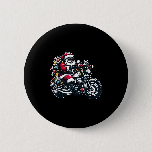 Santa Claus On Motorcycle Funny Biker Christmas Xm Button (Vorderseite)