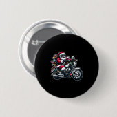 Santa Claus On Motorcycle Funny Biker Christmas Xm Button (Vorne & Hinten)