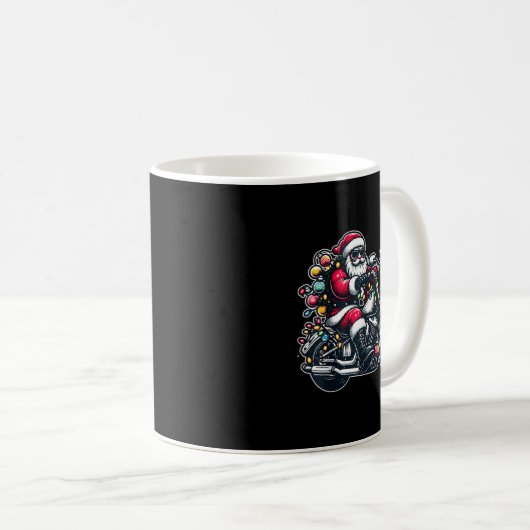 Santa Claus On Motorcycle Funny Biker Christmas Xm Kaffeetasse (VorderseiteRechts)
