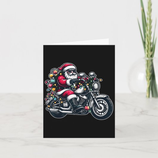 Santa Claus On Motorcycle Funny Biker Christmas Xm Karte (Vorderseite)