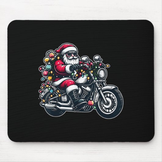 Santa Claus On Motorcycle Funny Biker Christmas Xm Mousepad (Vorne)