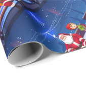 Santa Claus on Park bench Geschenkpapier (Rolleneckpunkt)