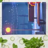 Santa Claus on Park bench Geschirrtuch (Gefaltet)