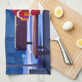 Santa Claus on Park bench Geschirrtuch (Viertel Falte)