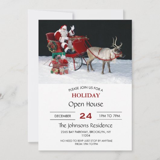 Santa Claus on sleigh with presents Einladung (Vorderseite)