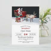 Santa Claus on sleigh with presents Einladung (Stehend Vorderseite)