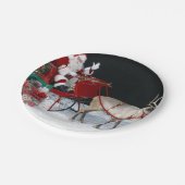 Santa Claus on sleigh with presents Pappteller (Schrägansicht)