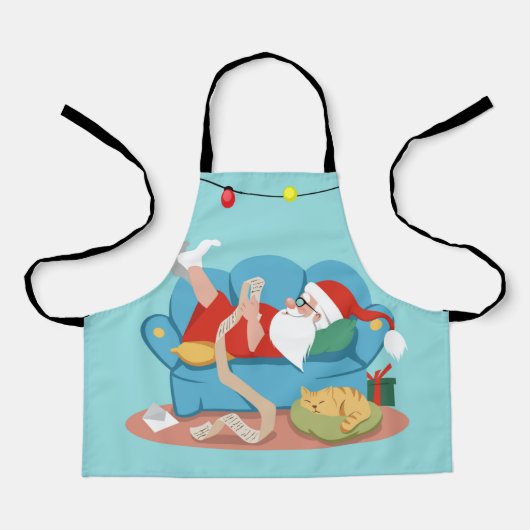 Santa Claus on the couch in pajamas Schürze (Vorderseite)