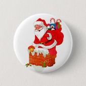 Santa Claus on the roof cartoon Button (Vorderseite)