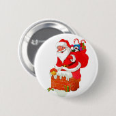 Santa Claus on the roof cartoon Button (Vorne & Hinten)