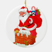 Santa Claus on the roof cartoon Keramik Ornament (Hinten)