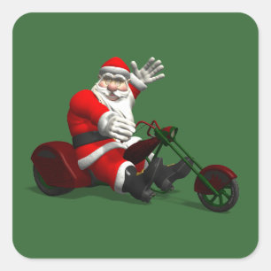Santa Claus on Trike Quadratischer Aufkleber