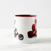 Santa Claus on Trike Zweifarbige Tasse (Mittel)