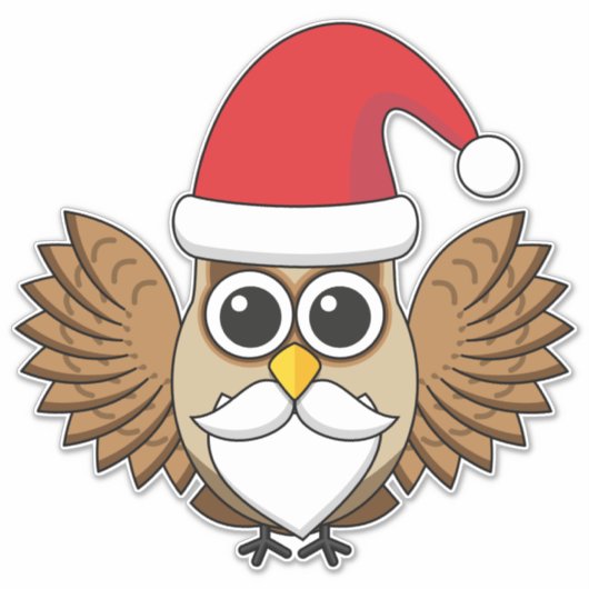 Santa Claus Owl Aufkleber (Vorderseite)